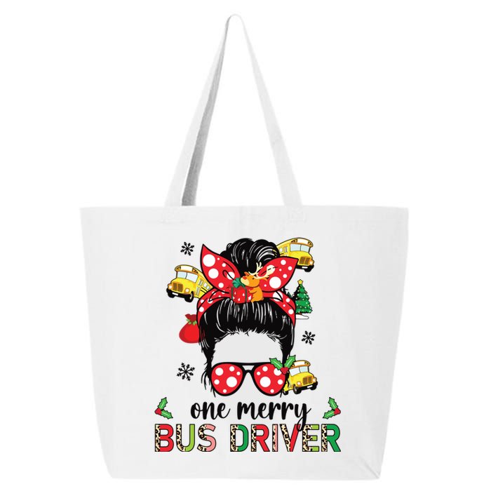 Bus Driver Christmas School Bus Driver Xmas Party Messy Bun Long Sleeve 25L Jumbo Tote