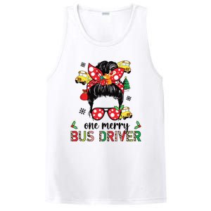 Bus Driver Christmas School Bus Driver Xmas Party Messy Bun Long Sleeve PosiCharge Competitor Tank