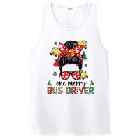 Bus Driver Christmas School Bus Driver Xmas Party Messy Bun Long Sleeve PosiCharge Competitor Tank