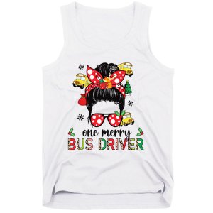 Bus Driver Christmas School Bus Driver Xmas Party Messy Bun Long Sleeve Tank Top