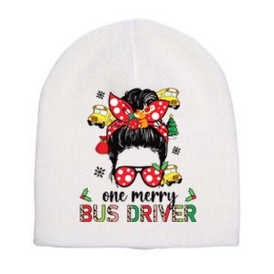 Bus Driver Christmas School Bus Driver Xmas Party Messy Bun Long Sleeve Short Acrylic Beanie