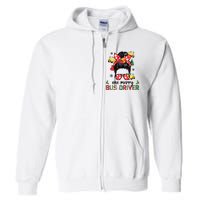 Bus Driver Christmas School Bus Driver Xmas Party Messy Bun Long Sleeve Full Zip Hoodie