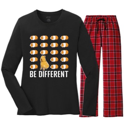 Be Different Capybaras Funny Capibara Rodent Capybara Women's Long Sleeve Flannel Pajama Set 