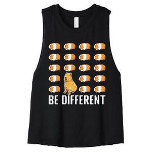 Be Different Capybaras Funny Capibara Rodent Capybara Women's Racerback Cropped Tank