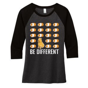 Be Different Capybaras Funny Capibara Rodent Capybara Women's Tri-Blend 3/4-Sleeve Raglan Shirt