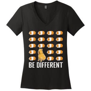 Be Different Capybaras Funny Capibara Rodent Capybara Women's V-Neck T-Shirt