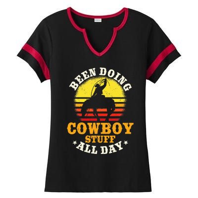 Been Doing Cowboy Stuff All Day Cowgirl Farm Rancher Ranch Ladies Halftime Notch Neck Tee