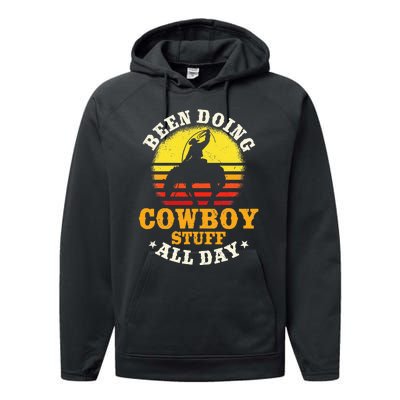 Been Doing Cowboy Stuff All Day Cowgirl Farm Rancher Ranch Performance Fleece Hoodie