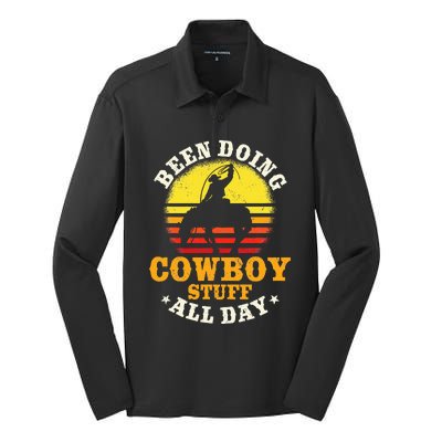 Been Doing Cowboy Stuff All Day Cowgirl Farm Rancher Ranch Silk Touch Performance Long Sleeve Polo