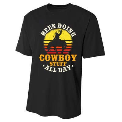 Been Doing Cowboy Stuff All Day Cowgirl Farm Rancher Ranch Performance Sprint T-Shirt