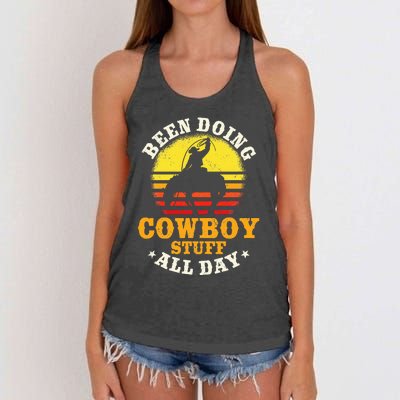 Been Doing Cowboy Stuff All Day Cowgirl Farm Rancher Ranch Women's Knotted Racerback Tank