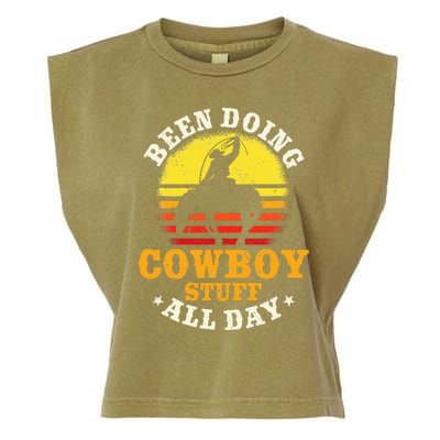 Been Doing Cowboy Stuff All Day Cowgirl Farm Rancher Ranch Garment-Dyed Women's Muscle Tee