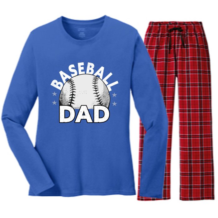 Baseball Dad Cute Gift Funny Baseball Dad Gift Women's Long Sleeve Flannel Pajama Set 