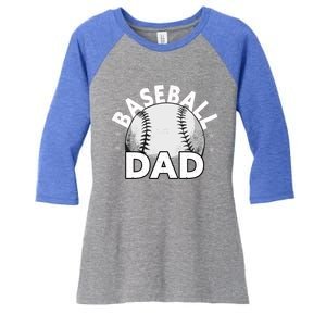 Baseball Dad Cute Gift Funny Baseball Dad Gift Women's Tri-Blend 3/4-Sleeve Raglan Shirt