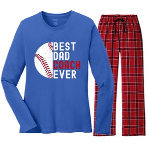 Best Dad Coach Ever Funny Baseball FatherS Day Gift Women's Long Sleeve Flannel Pajama Set 