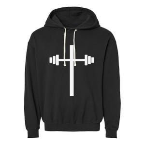 Barbell Dumbbell Cross Christian Jesus Gym Workout Lifting Garment-Dyed Fleece Hoodie