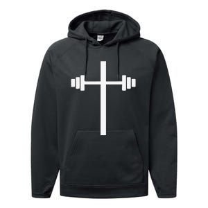 Barbell Dumbbell Cross Christian Jesus Gym Workout Lifting Performance Fleece Hoodie