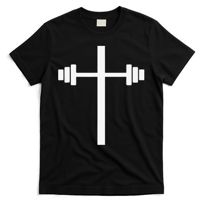 Barbell Dumbbell Cross Christian Jesus Gym Workout Lifting T-Shirt