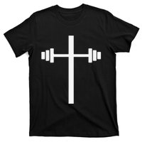 Barbell Dumbbell Cross Christian Jesus Gym Workout Lifting T-Shirt