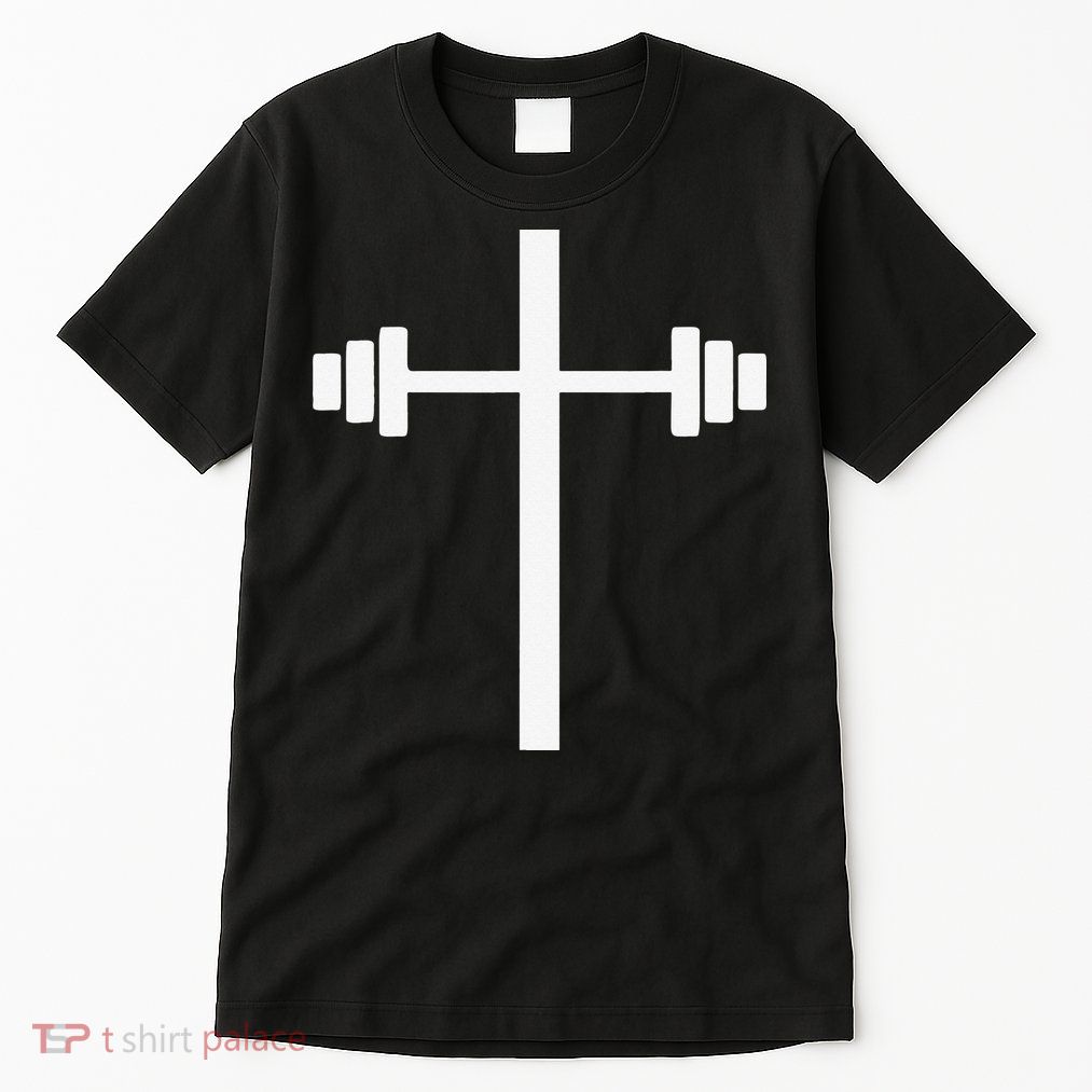 Barbell Dumbbell Cross Christian Jesus Gym Workout Lifting Tall T-Shirt