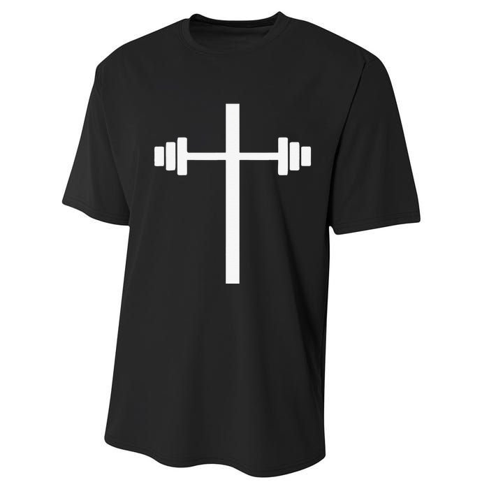 Barbell Dumbbell Cross Christian Jesus Gym Workout Lifting Performance Sprint T-Shirt