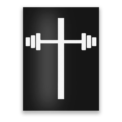 Barbell Dumbbell Cross Christian Jesus Gym Workout Lifting Poster