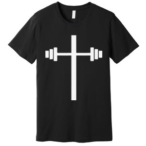 Barbell Dumbbell Cross Christian Jesus Gym Workout Lifting Premium T-Shirt