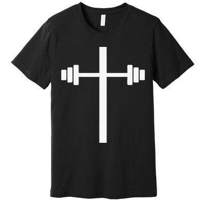 Barbell Dumbbell Cross Christian Jesus Gym Workout Lifting Premium T-Shirt