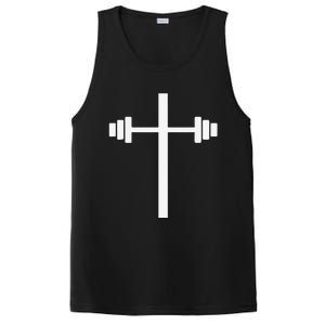 Barbell Dumbbell Cross Christian Jesus Gym Workout Lifting PosiCharge Competitor Tank