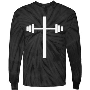 Barbell Dumbbell Cross Christian Jesus Gym Workout Lifting Tie-Dye Long Sleeve Shirt