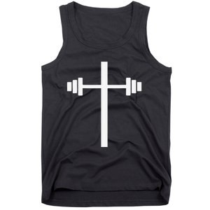 Barbell Dumbbell Cross Christian Jesus Gym Workout Lifting Tank Top