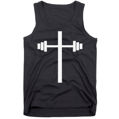 Barbell Dumbbell Cross Christian Jesus Gym Workout Lifting Tank Top