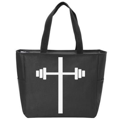 Barbell Dumbbell Cross Christian Jesus Gym Workout Lifting Zip Tote Bag