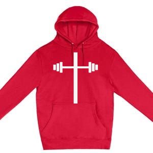 Barbell Dumbbell Cross Christian Jesus Gym Workout Lifting Premium Pullover Hoodie