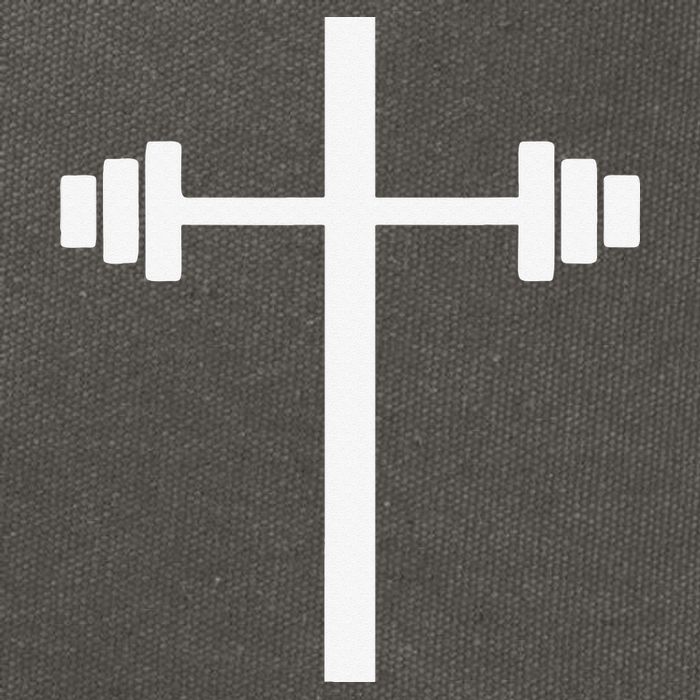 Barbell Dumbbell Cross Christian Jesus Gym Workout Lifting Cotton Canvas Backpack