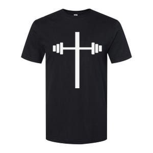 Barbell Dumbbell Cross Christian Jesus Gym Workout Lifting Softstyle CVC T-Shirt