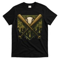 Baseball Drip Camo Home Plate Sports Cool Game Day Drip T-Shirt