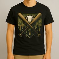 Baseball Drip Camo Home Plate Sports Cool Game Day Drip T-Shirt