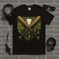 Baseball Drip Camo Home Plate Sports Cool Game Day Drip T-Shirt