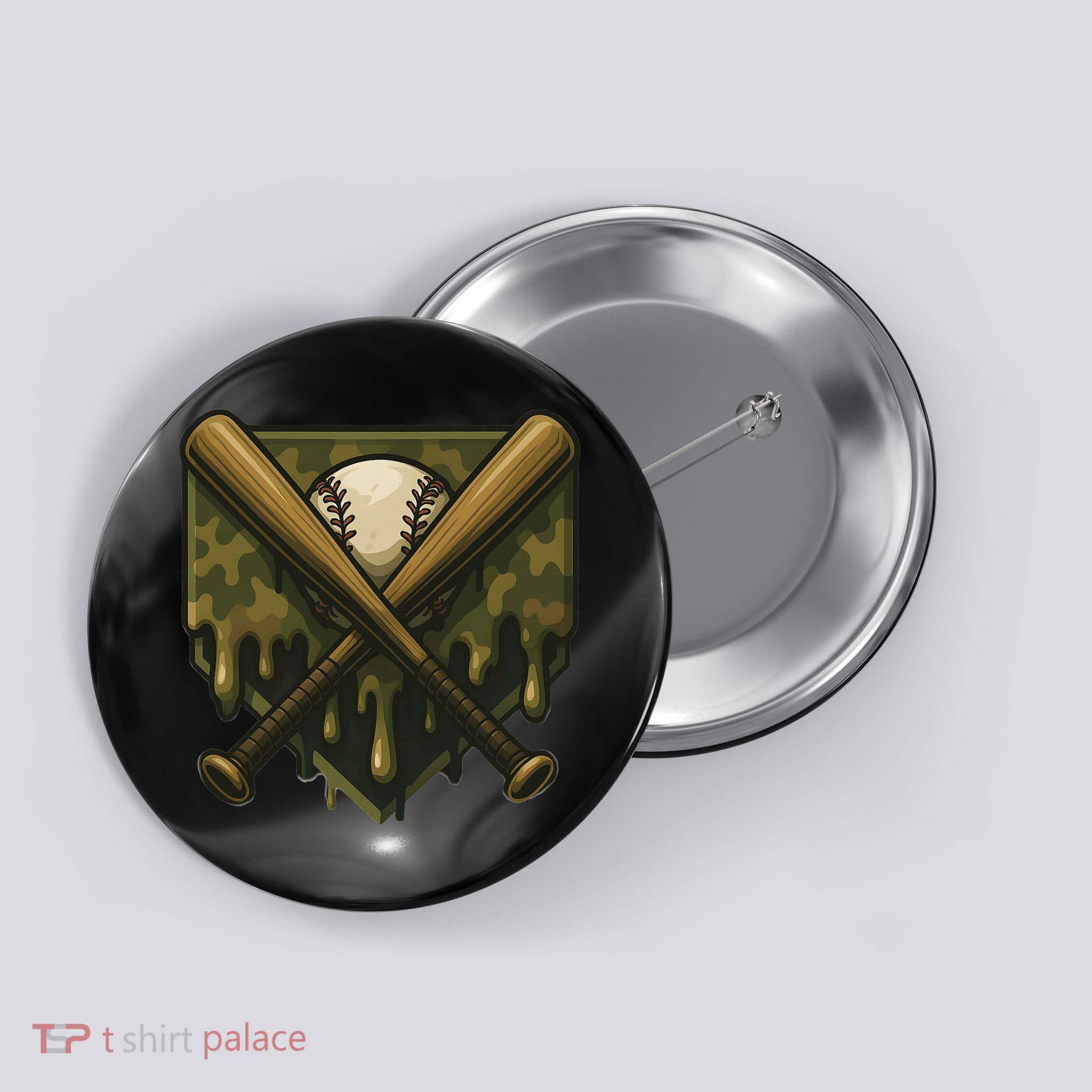 Baseball Drip Camo Home Plate Sports Cool Game Day Drip Button