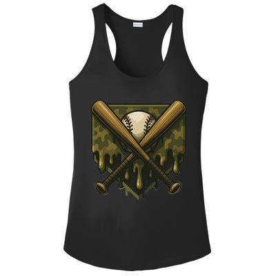 Baseball Drip Camo Home Plate Sports Cool Game Day Drip Ladies PosiCharge Competitor Racerback Tank