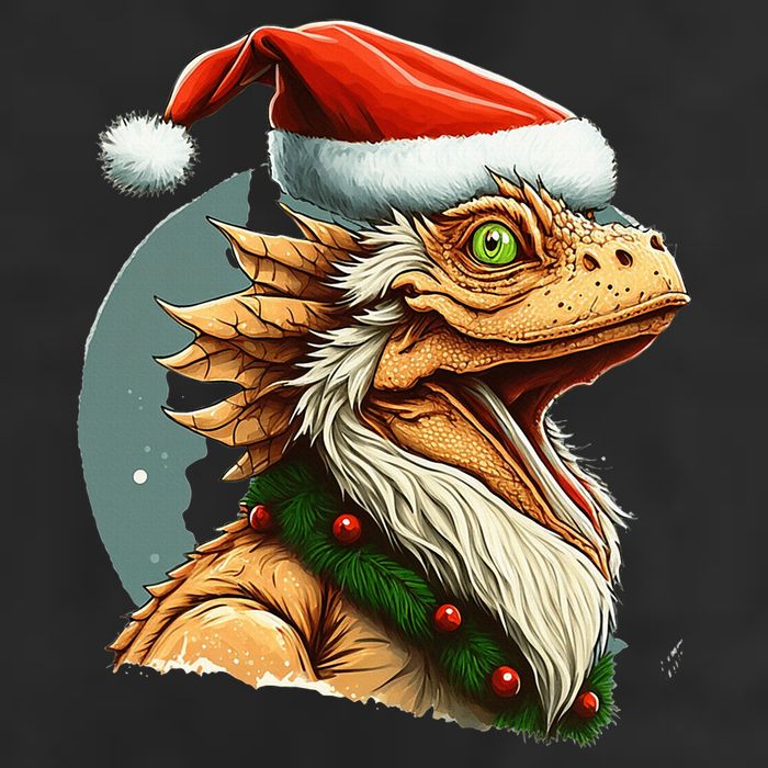 Bearded Dragon Christmas 7 Panel Mesh Trucker Snapback Hat