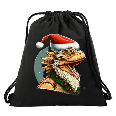 Bearded Dragon Christmas Drawstring Bag
