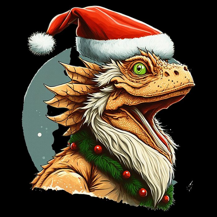Bearded Dragon Christmas Drawstring Bag