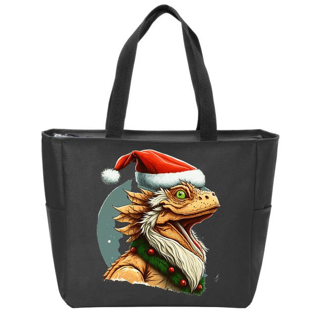 Bearded Dragon Christmas Zip Tote Bag