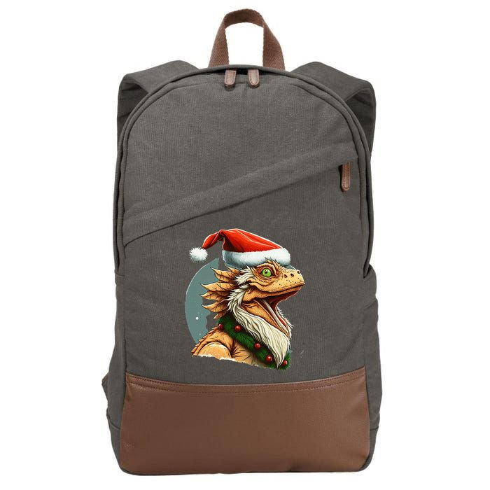 Bearded Dragon Christmas Cotton Canvas Backpack