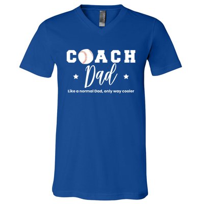 Baseball Dad Coach Definition Gift V-Neck T-Shirt