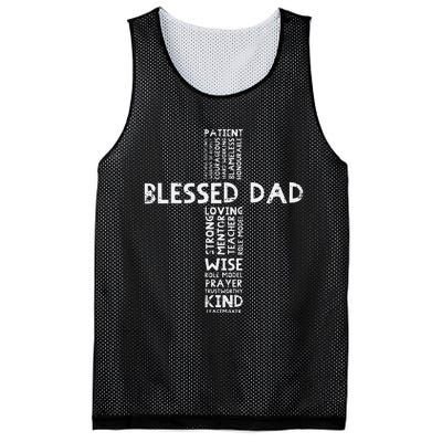 Blessed Dad Cross God Jesus Faith Christian Daddy Papa Mesh Reversible Basketball Jersey Tank