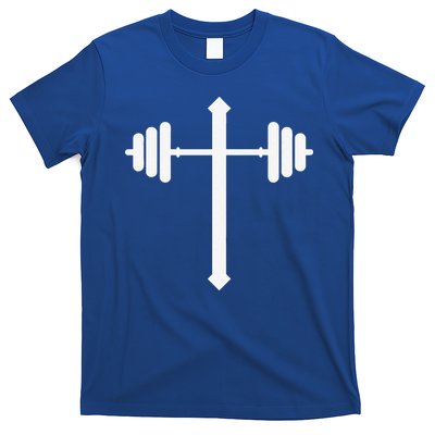 Barbell Dumbbell Cross Christian Jesus Gym Workout Lifting Gift T-Shirt