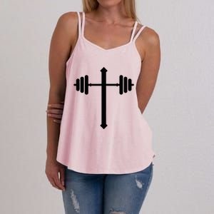 Barbell Dumbbell Cross Christian Jesus Gym Workout Lifting Gift Women's Strappy Tank